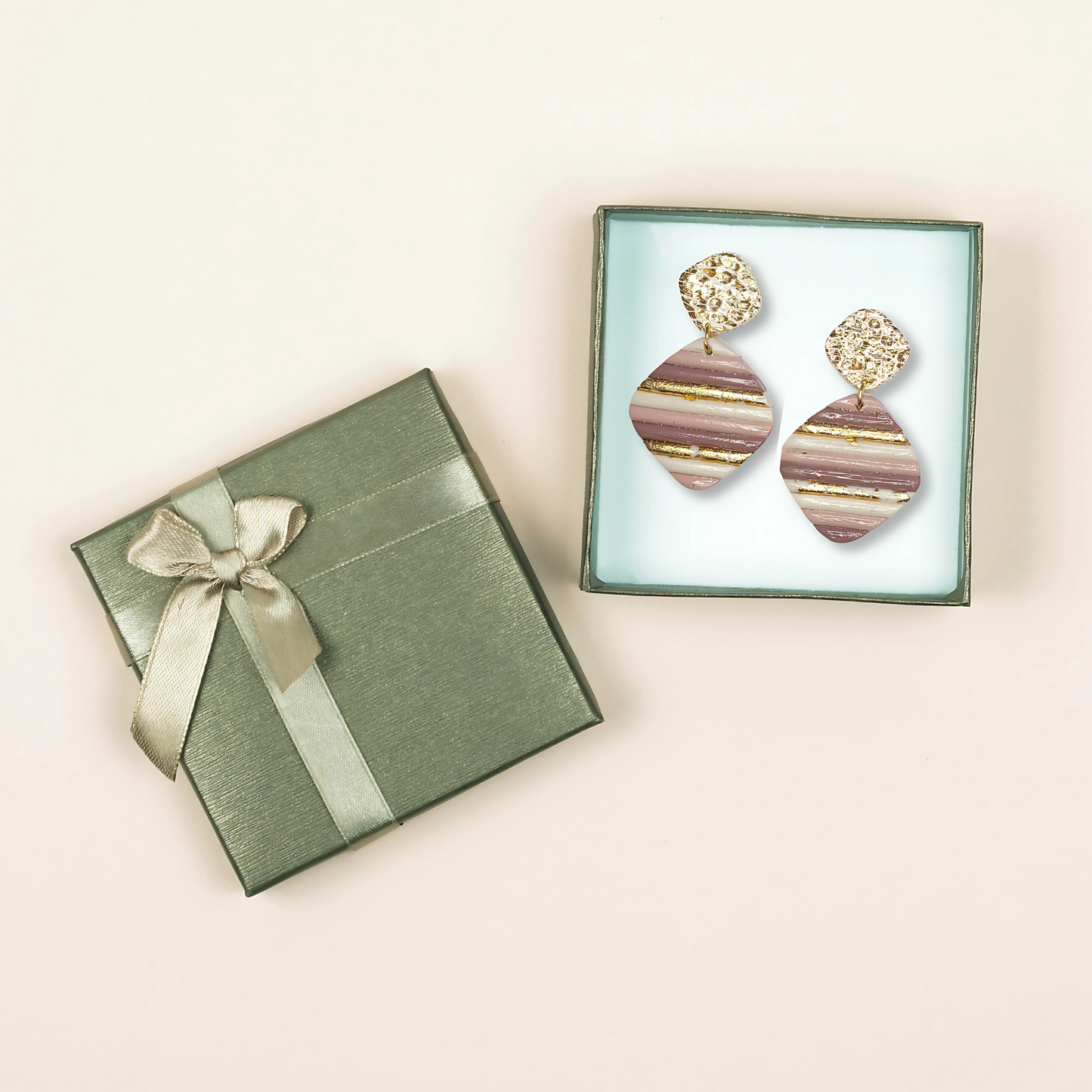 Dusty Rose Layered Clay Earrings