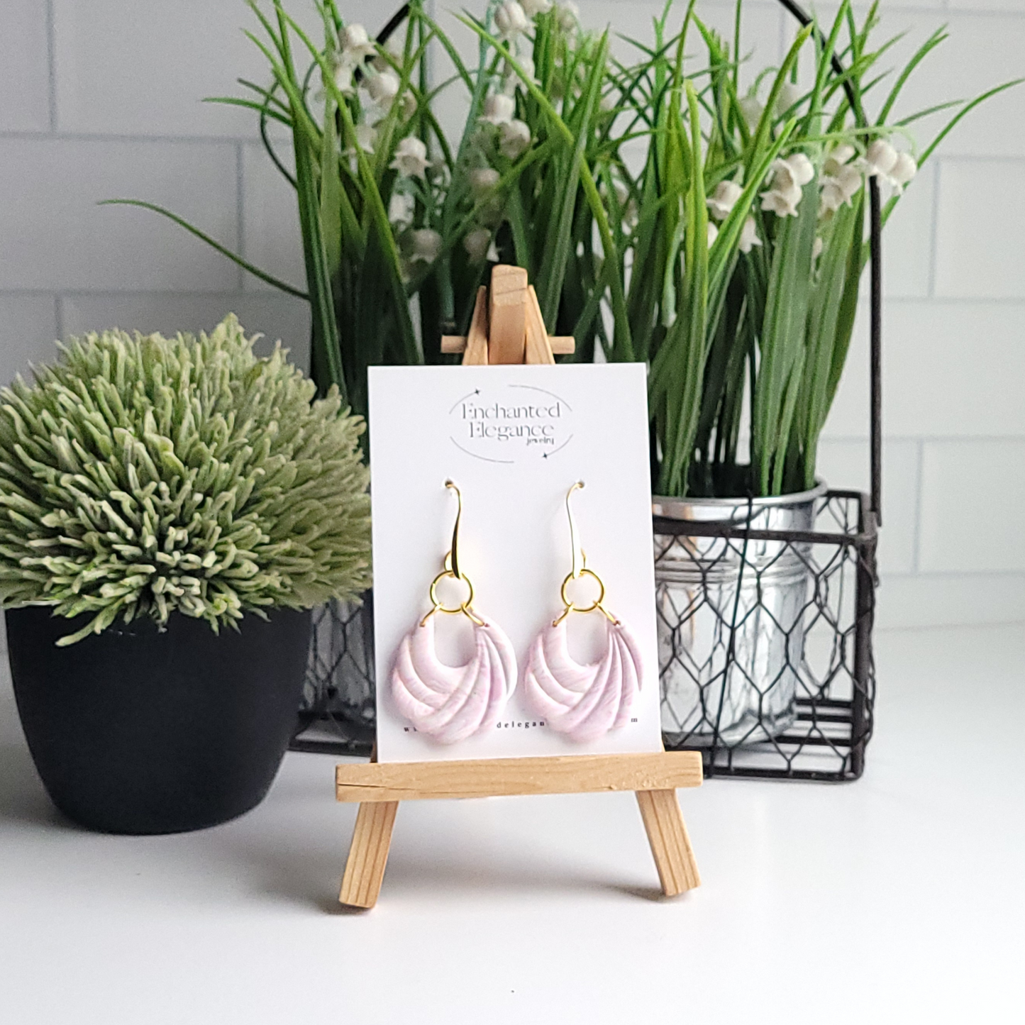 Pastel Pink Swirl Earrings