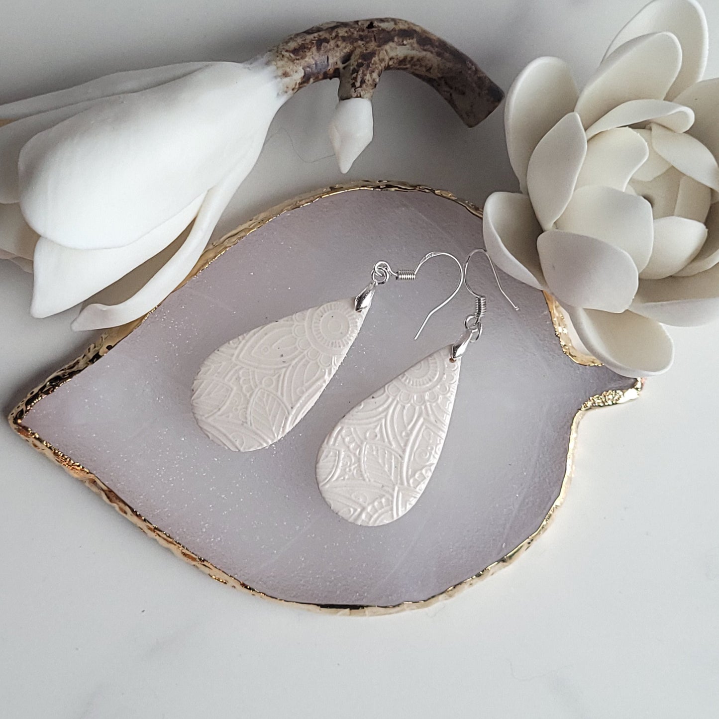 Decorative Ivory Earrings