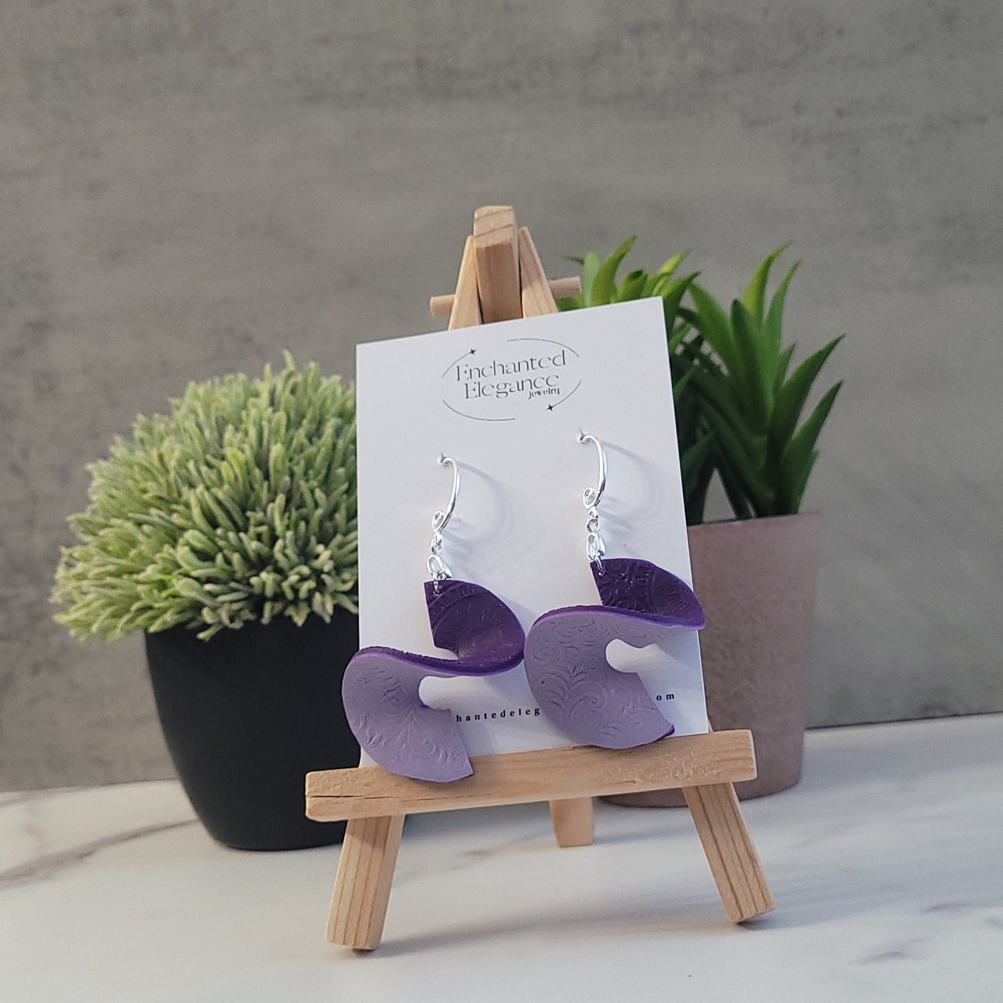 Purple Twirling Earrings