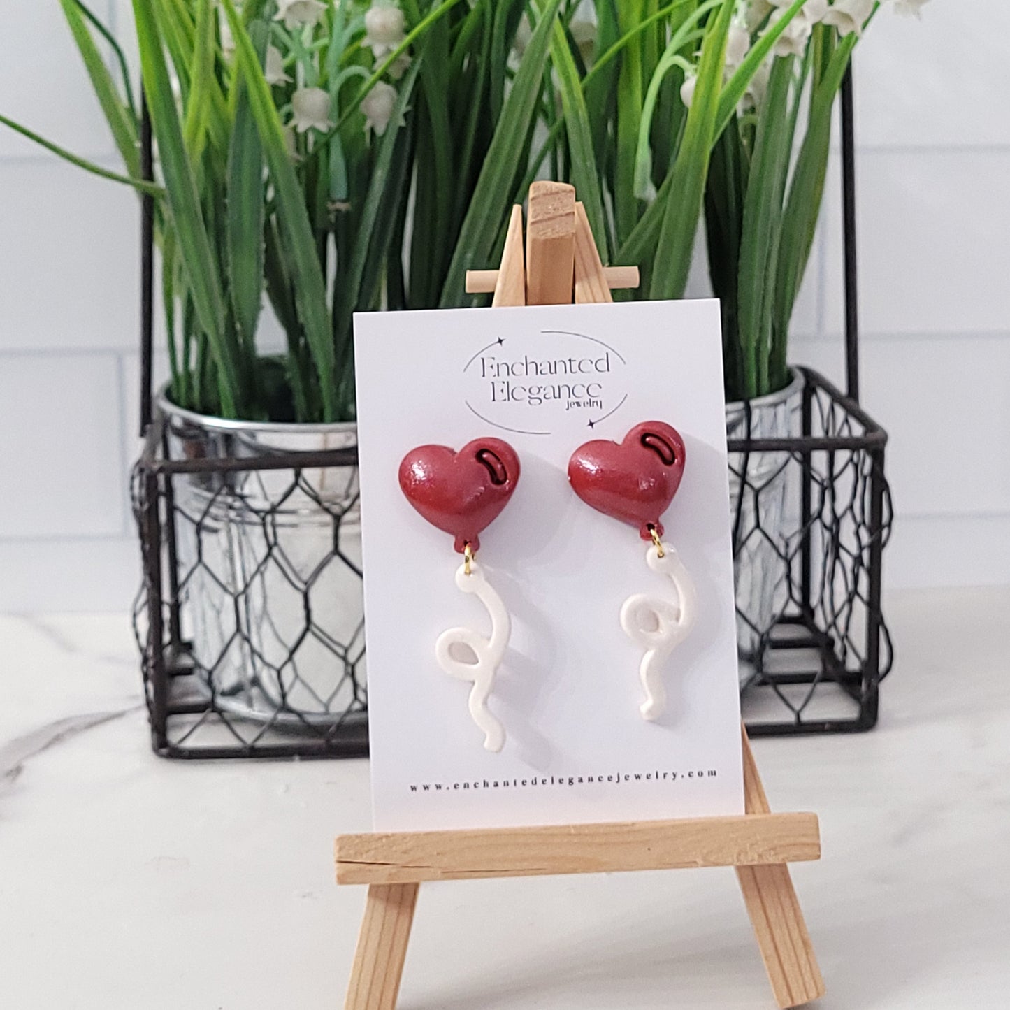 Heart Balloon Clay Earrings