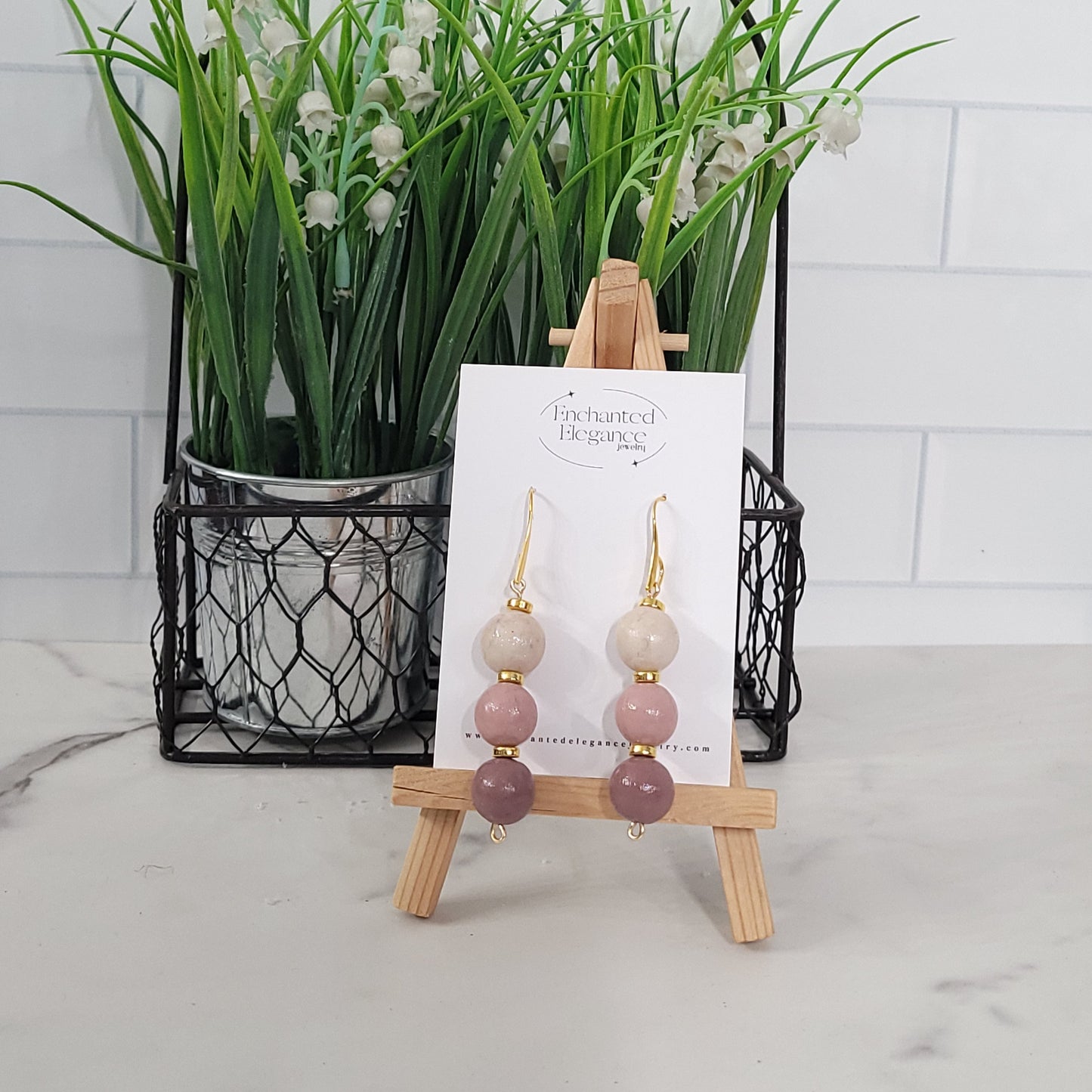 Dusty Rose Bead Earrings