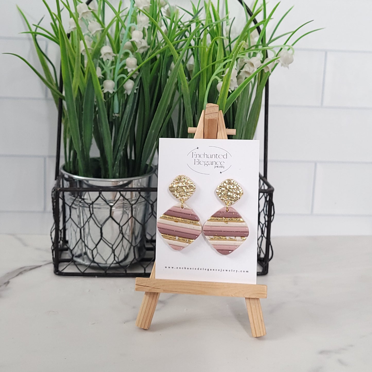 Dusty Rose Layered Clay Earrings