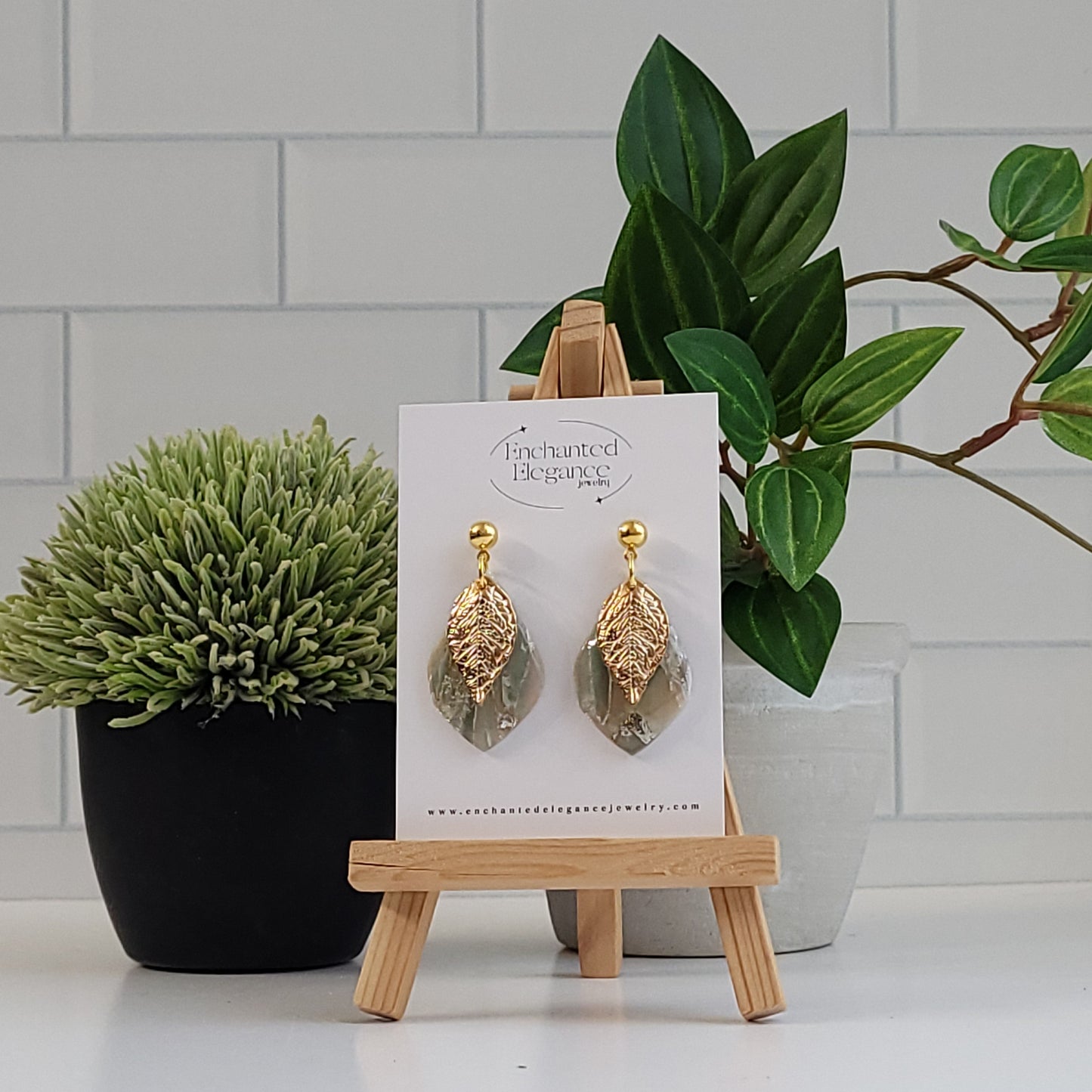 Gold Leaf Dangle Earrings