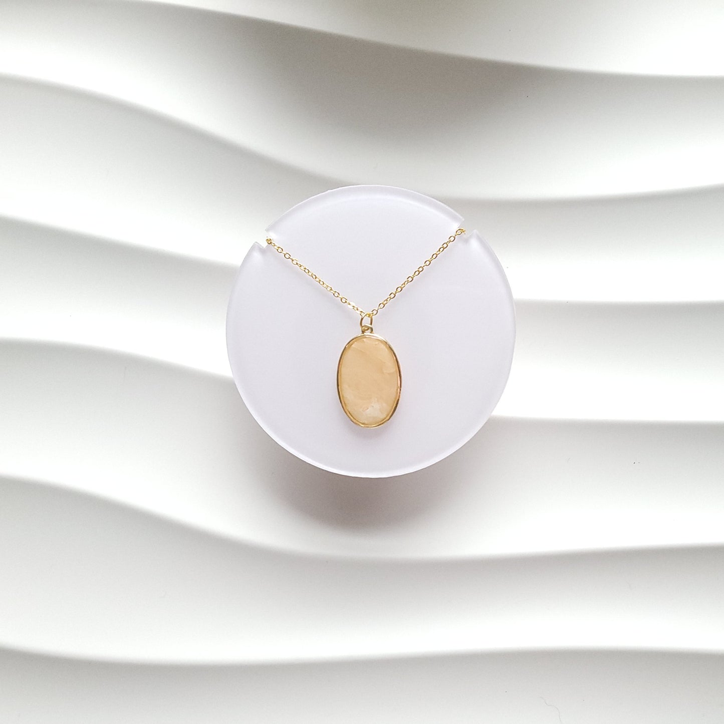 Peaches and Cream Translucent Pendant and Stud Earrings Set