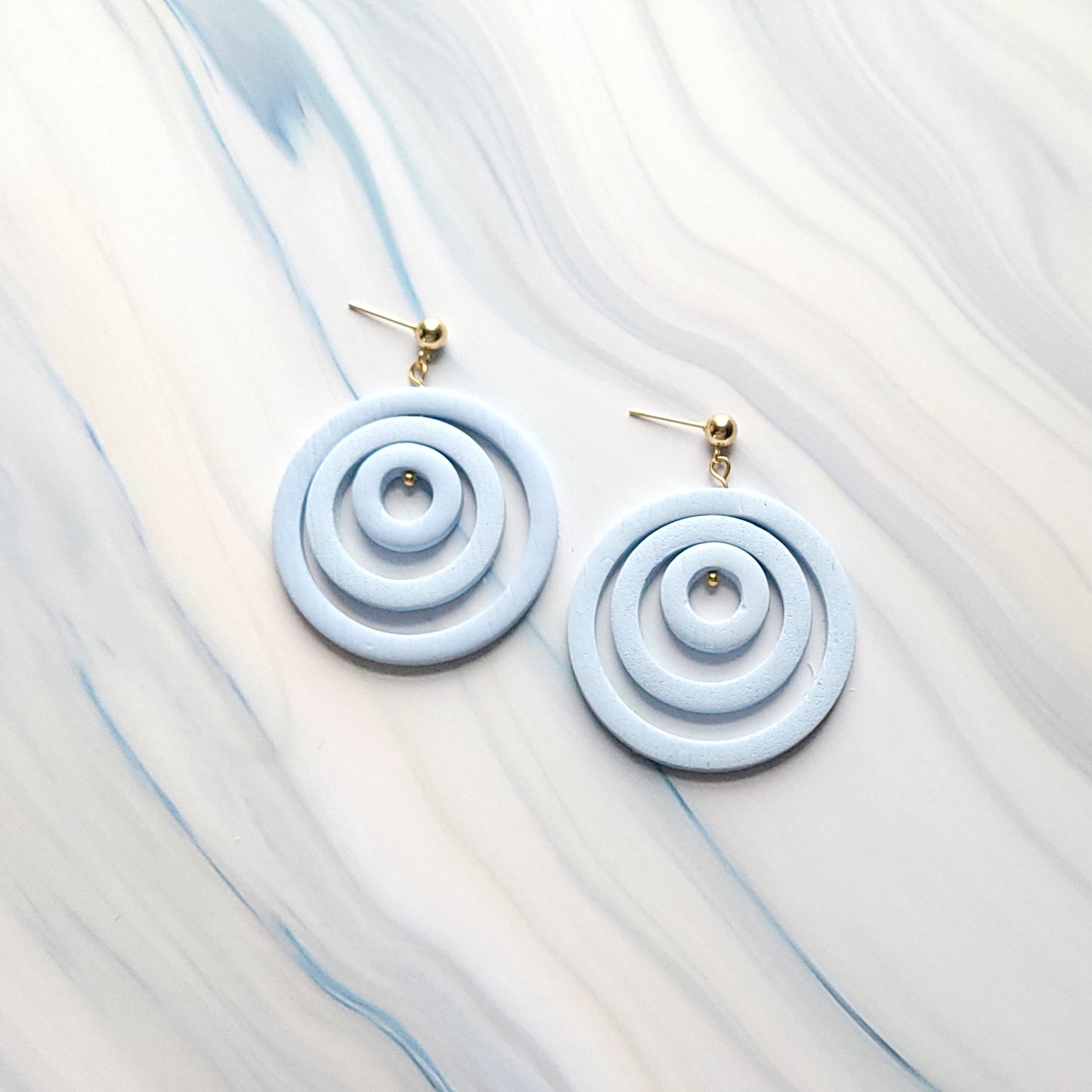 Light Blue Circle Geometric Earrings