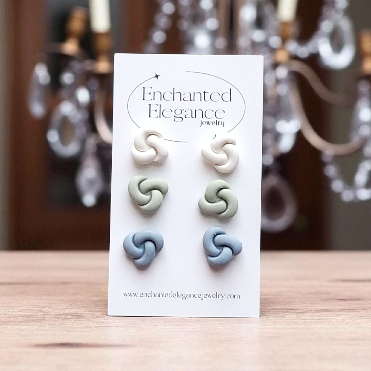 Cool Earthy Knots Clay Stud Earrings
