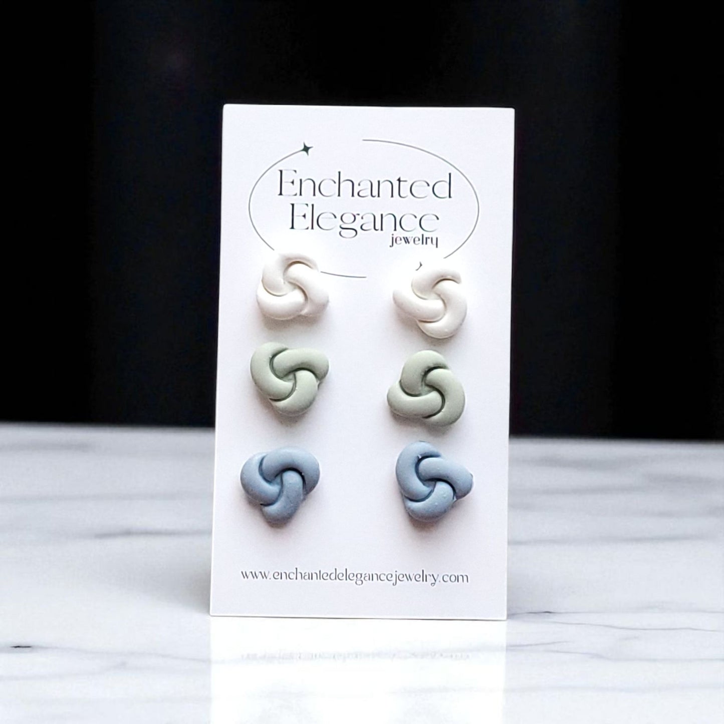 Cool Earthy Knots Clay Stud Earrings