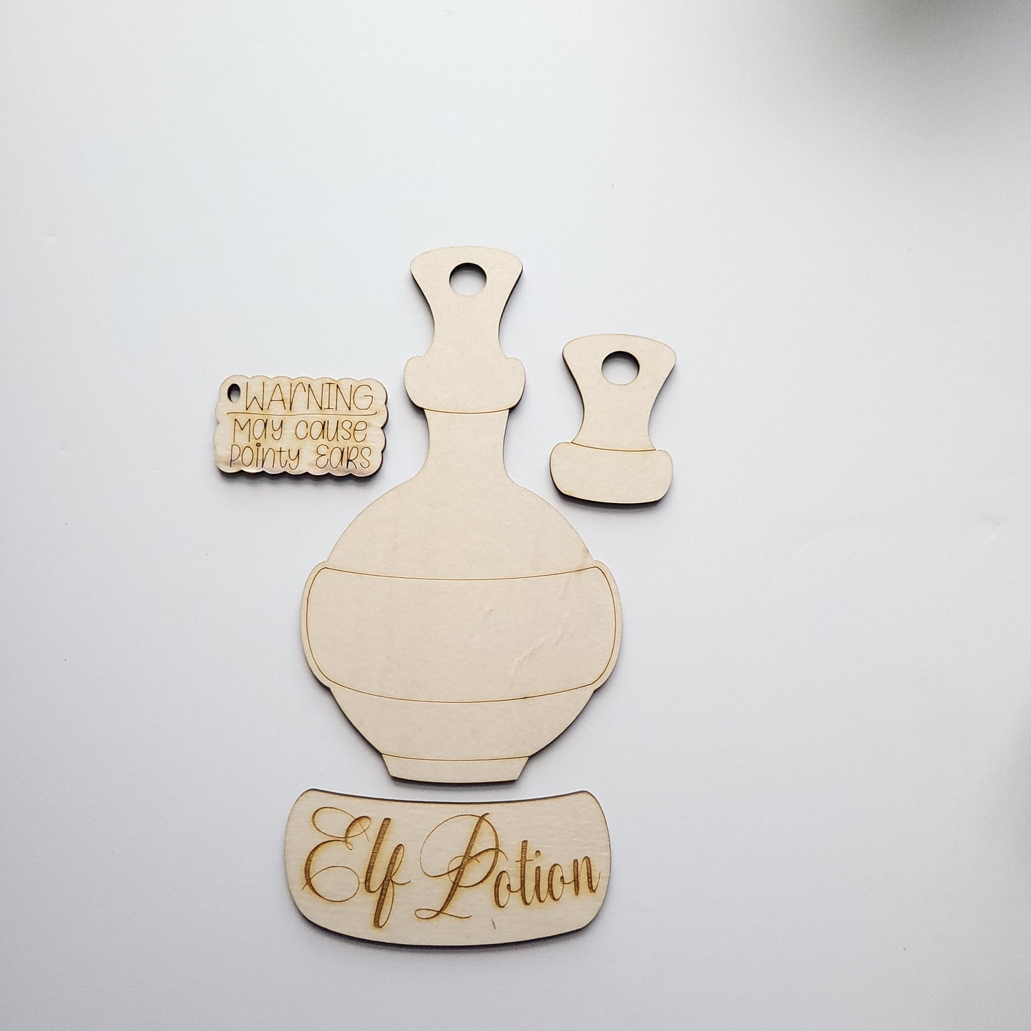 Elf Potion Wooden Ornament Blank – DIY Whimsical Christmas Craft