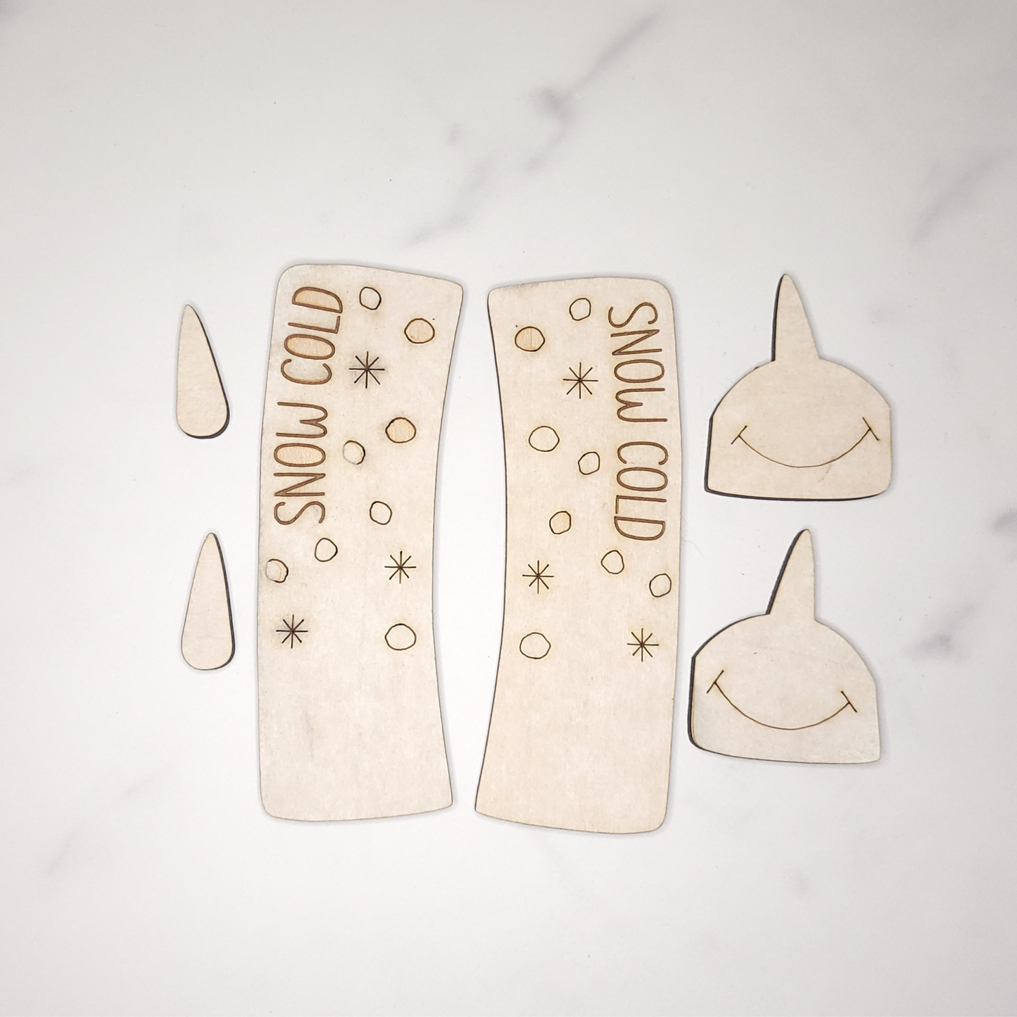 Snowman Laser Cut Barrette Blanks – Winter DIY Wooden Hair Clips