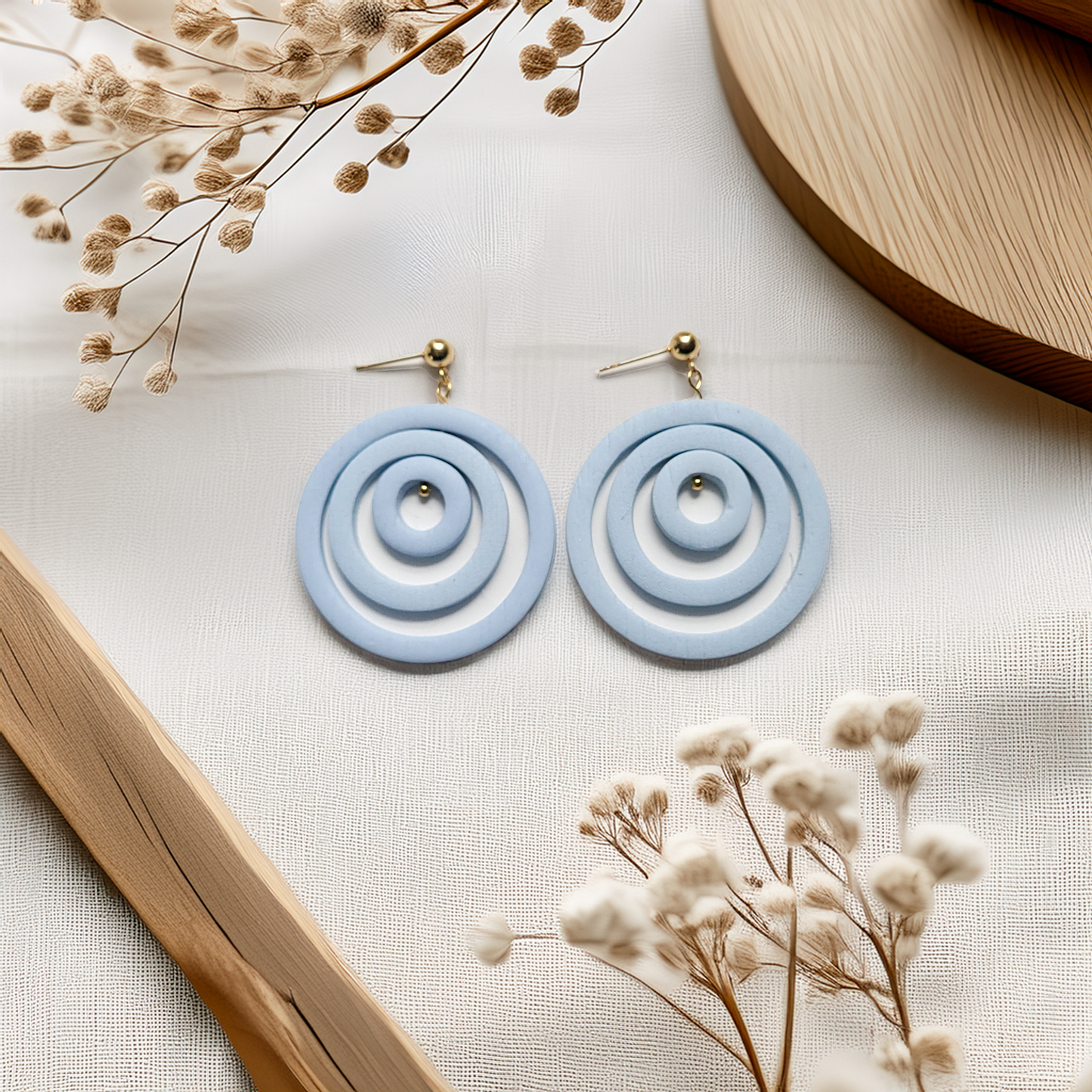 Light Blue Circle Geometric Earrings