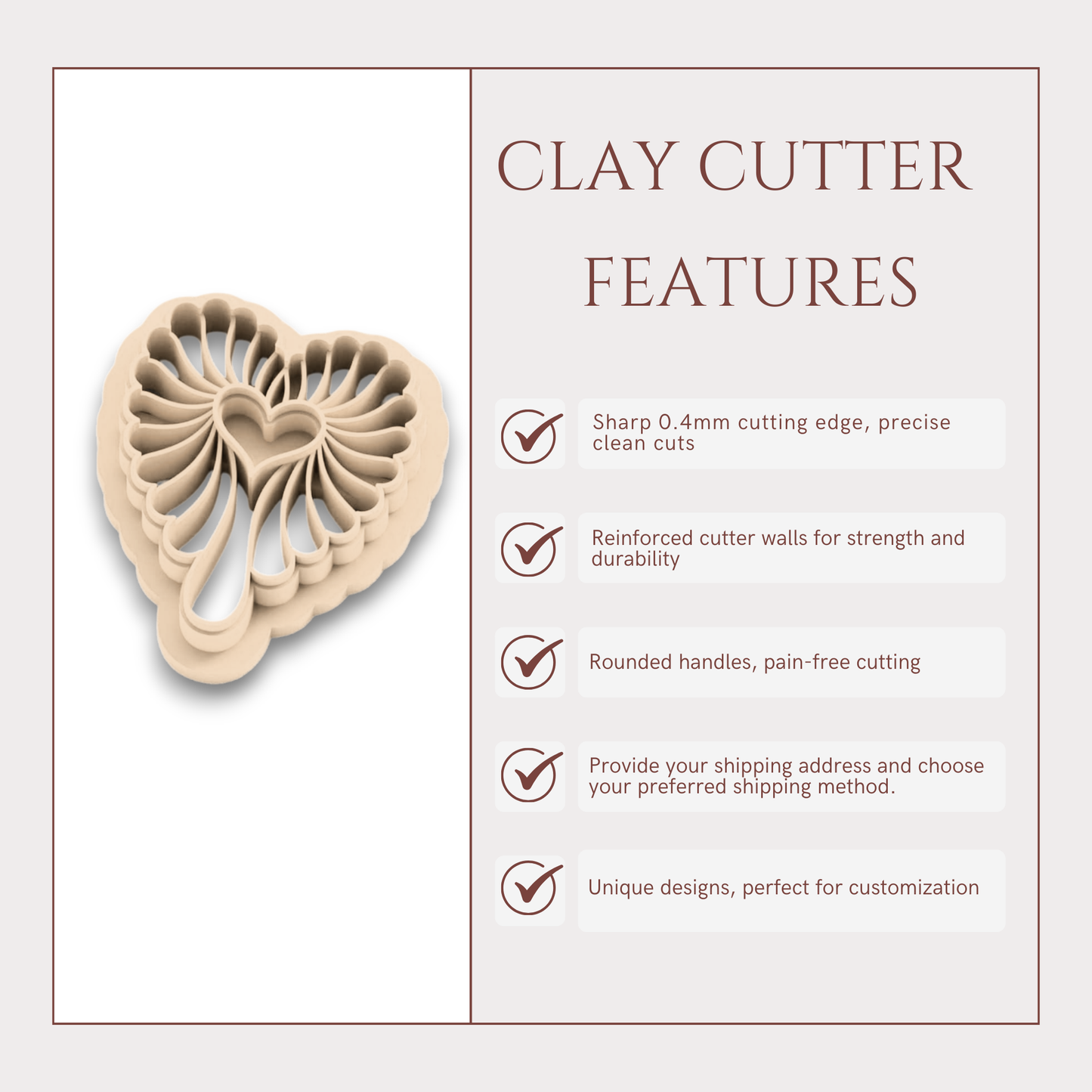 Scalloped 2PC Heart Polymer Clay Cutter