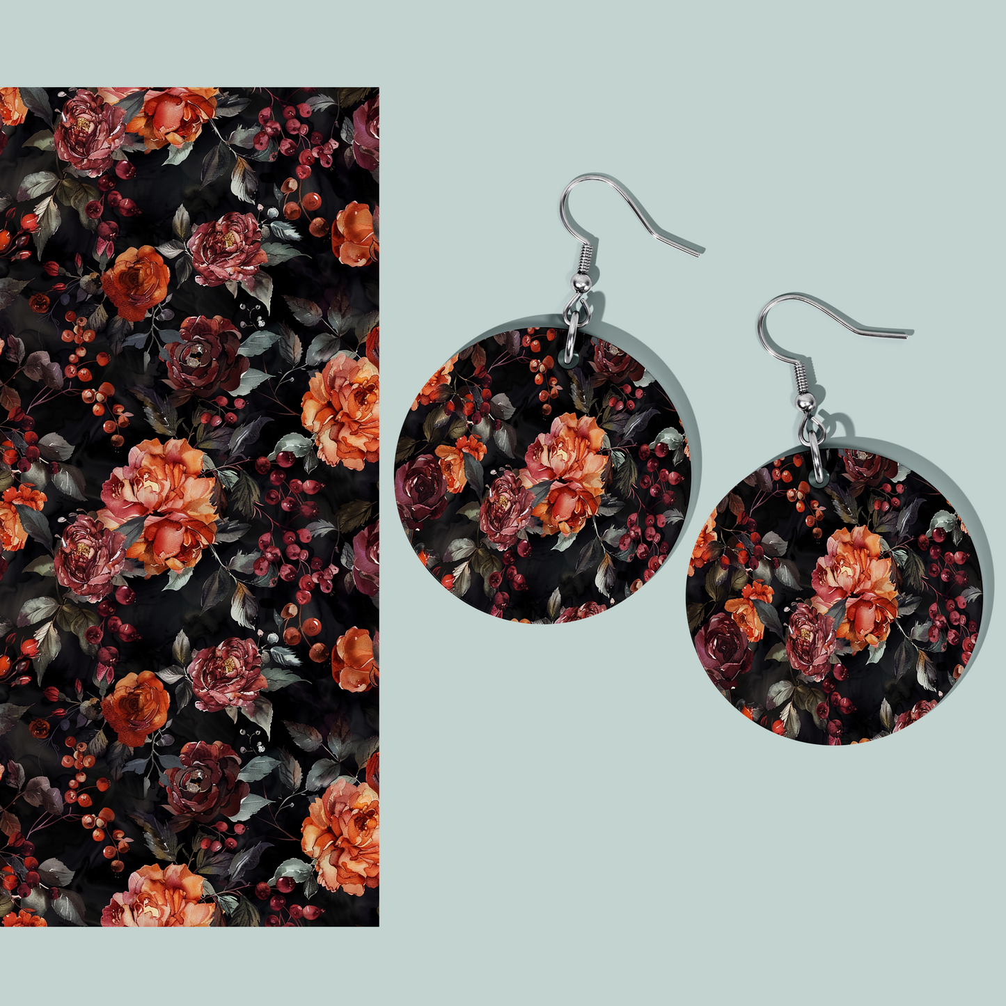 Dark Florals 1126 Clay Transfer Sheet