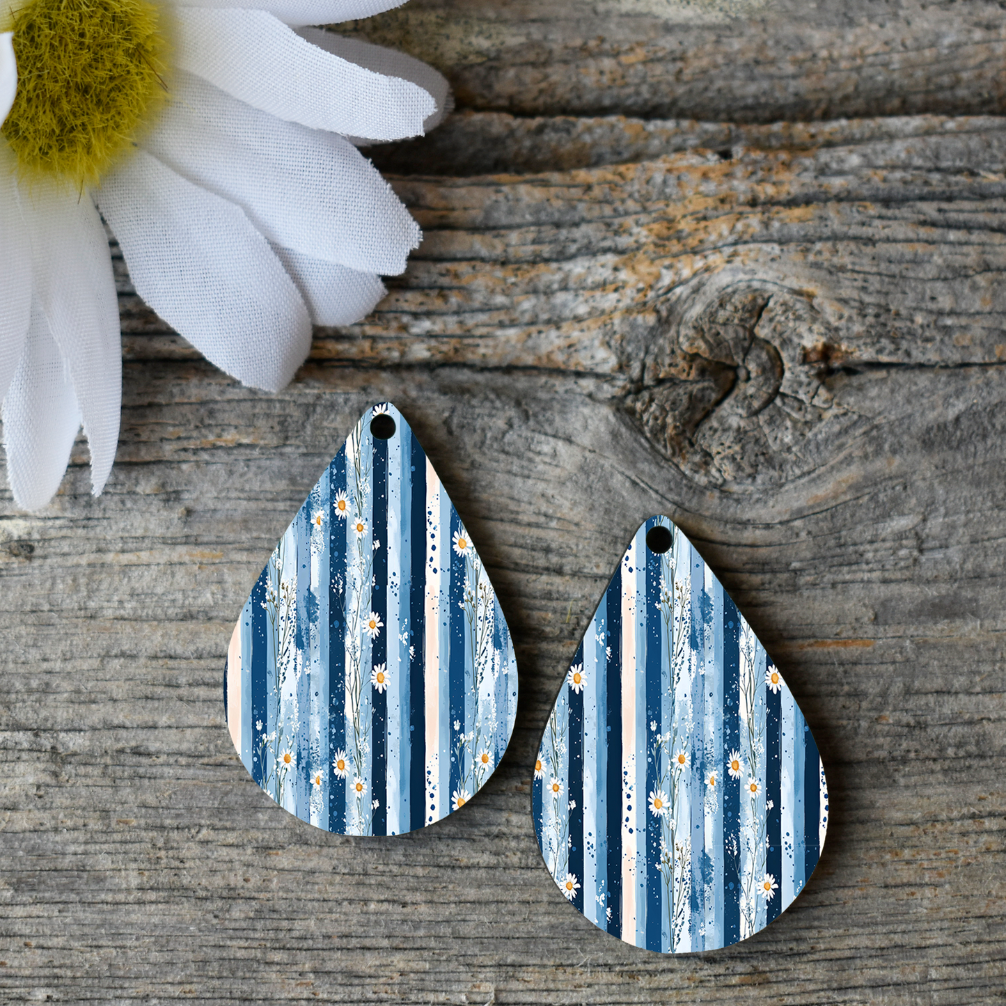 Blue Brushstroke and Daisy Clay Transfer Sheet