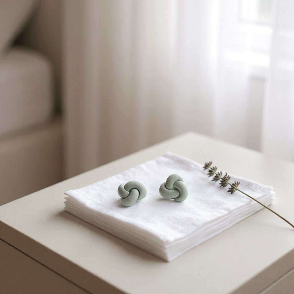 Cool Earthy Knots Clay Stud Earrings