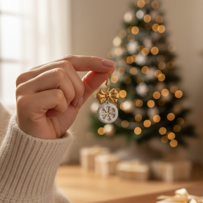Gold Ornament Clay Earrings