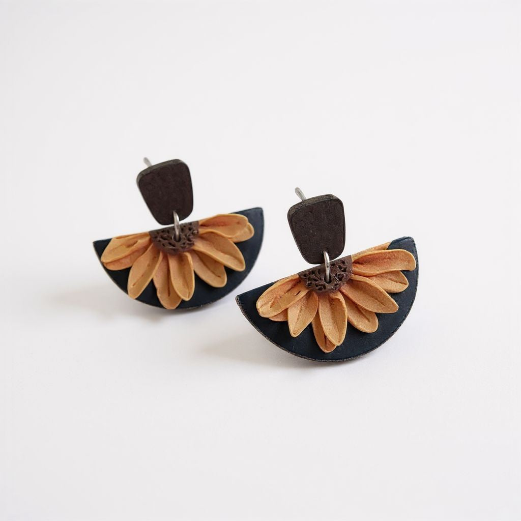 Sunflower Arch Clay Earrings