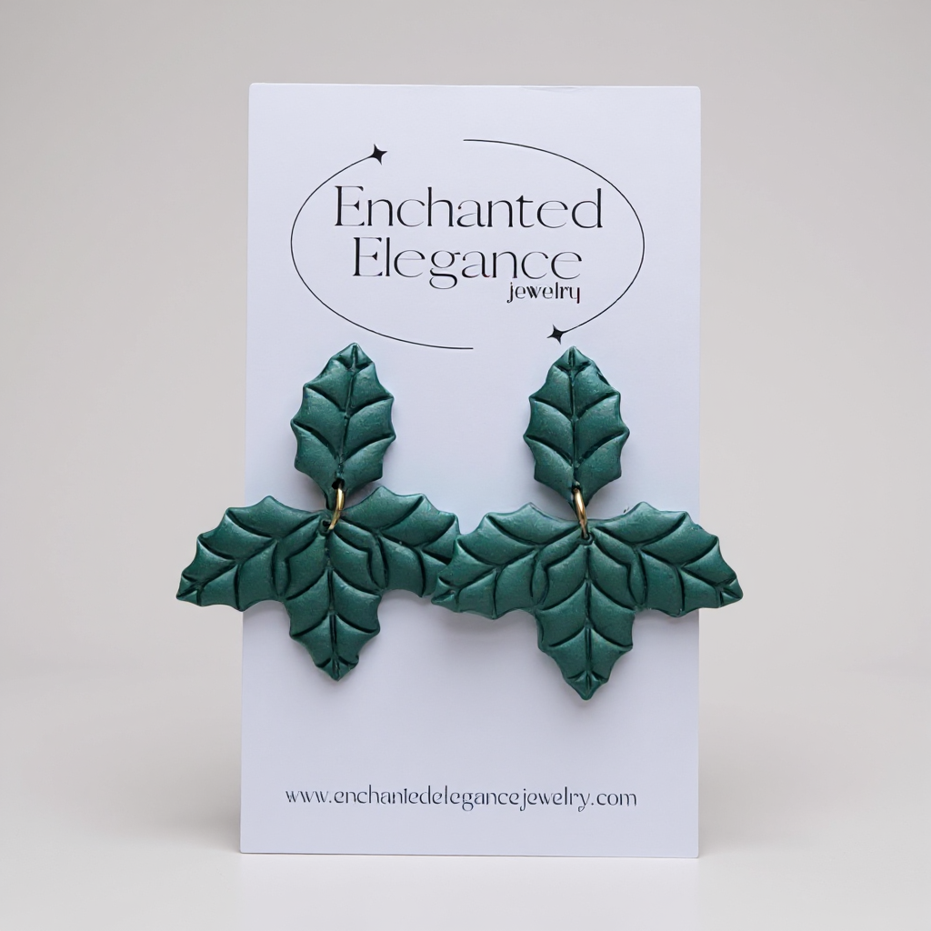 Shimmering Holly Clay Earrings