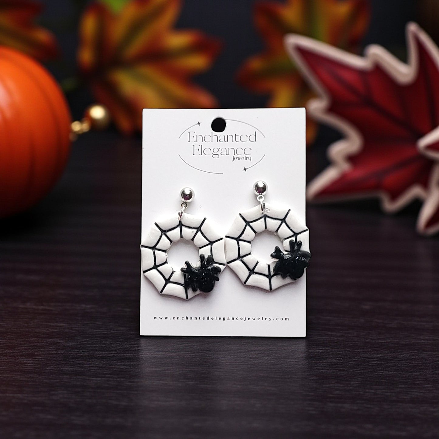 Spider Web Clay Earrings