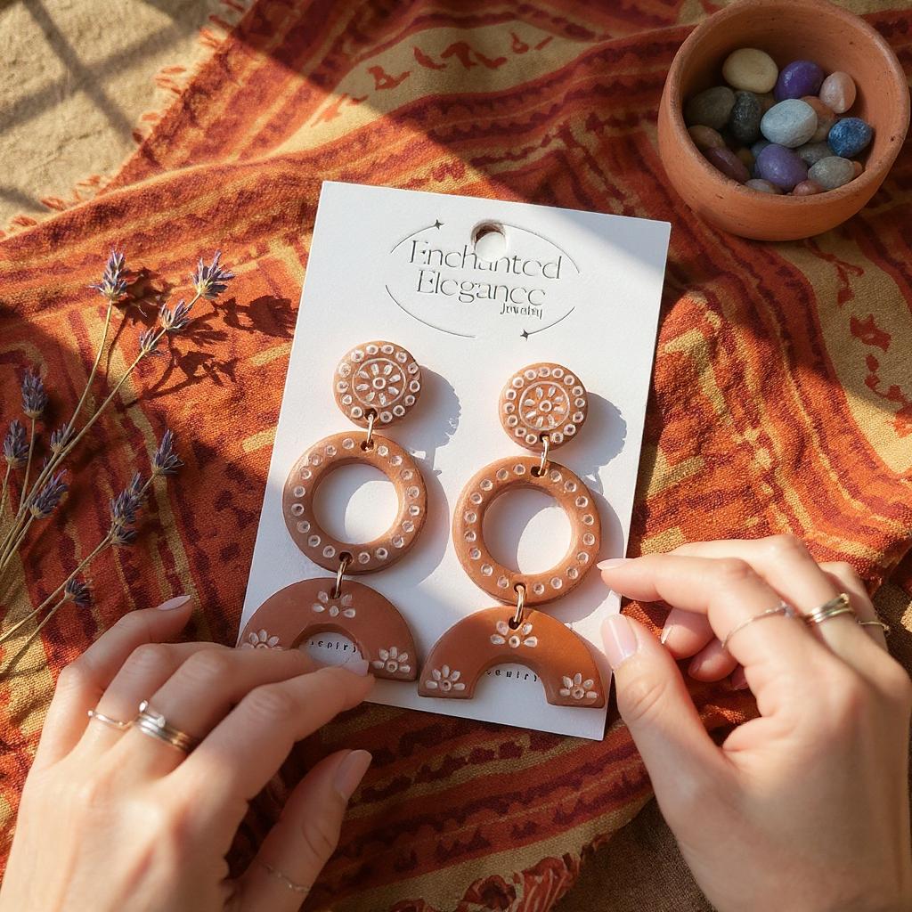 Terra Cotta Boho Clay Earring