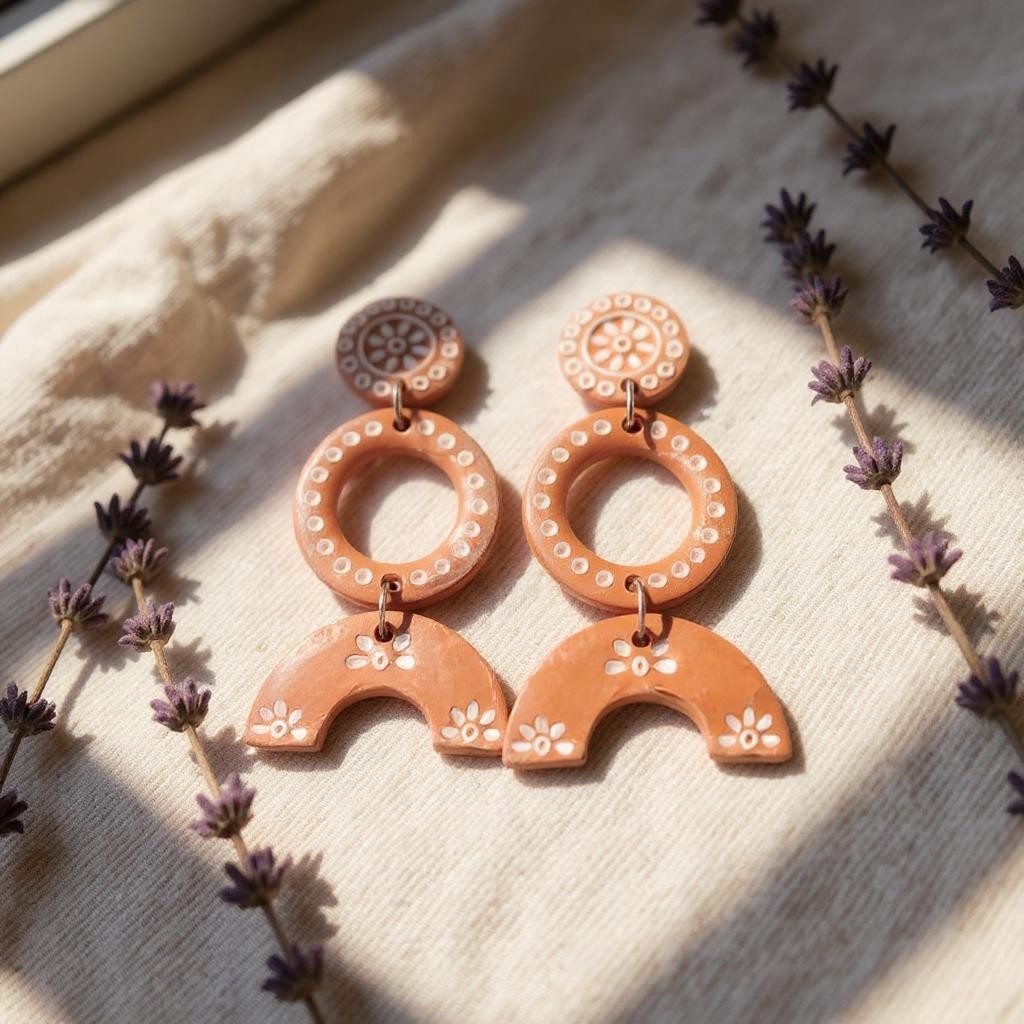 Terra Cotta Boho Clay Earring