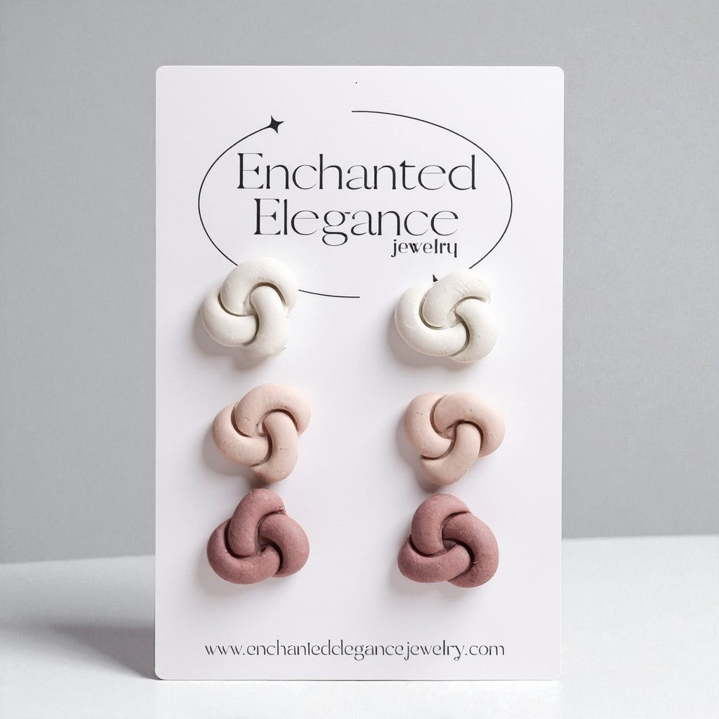 Warm Earthy Knots Clay Stud Earrings