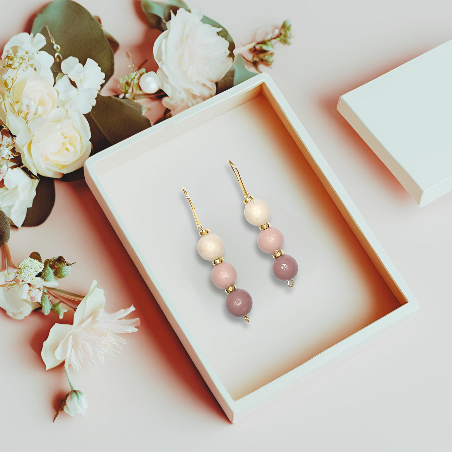 Dusty Rose Bead Earrings
