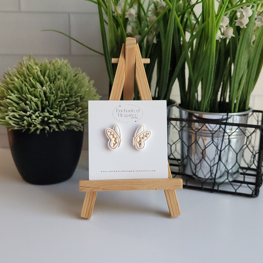Golden Butterfly Stud Clay Earring