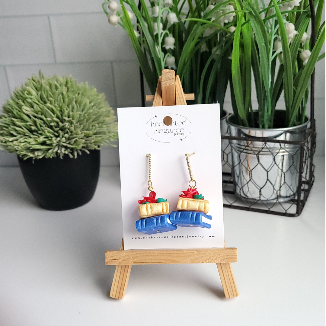 Belle's Books Dangle Clay Earring