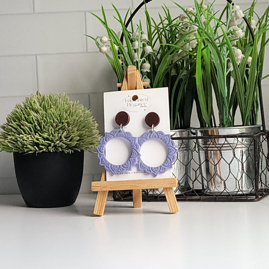 Purple Boho Mandala Clay Earrings