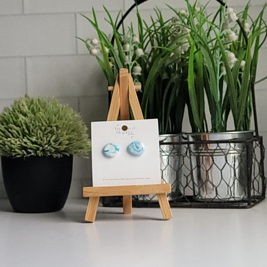 Blue Swirl Clay Stud Earrings