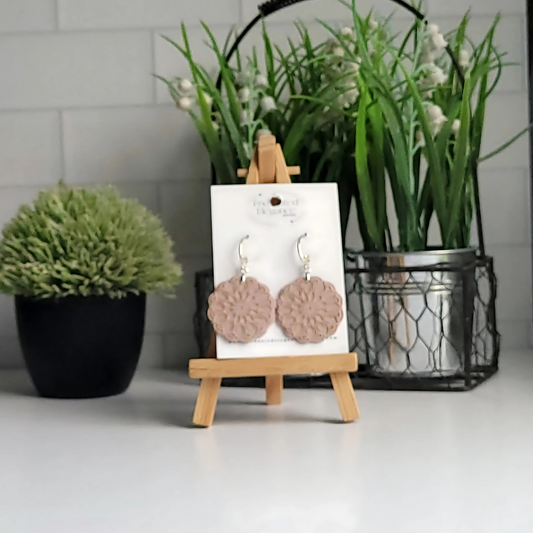 Boho Beige Mandala Clay Earring