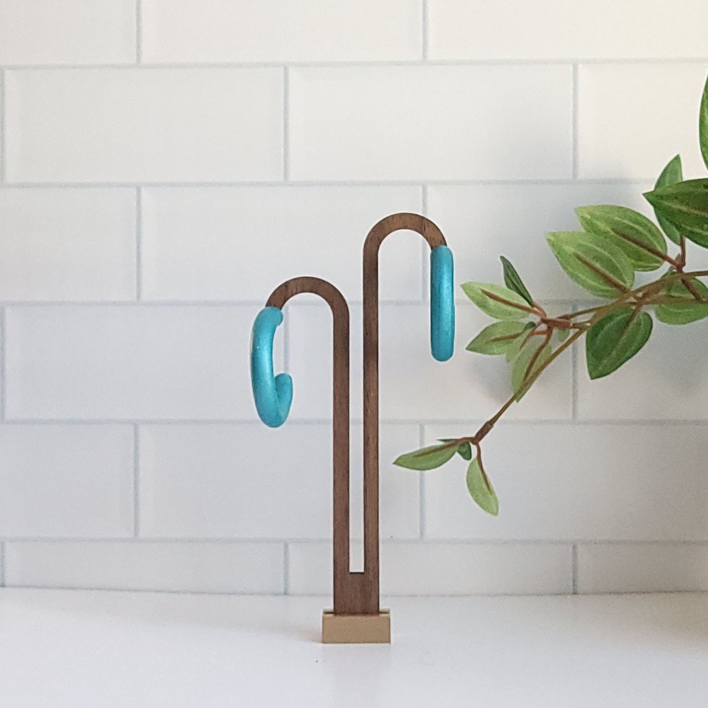 Chunky Teal Hoop Clay Earrings