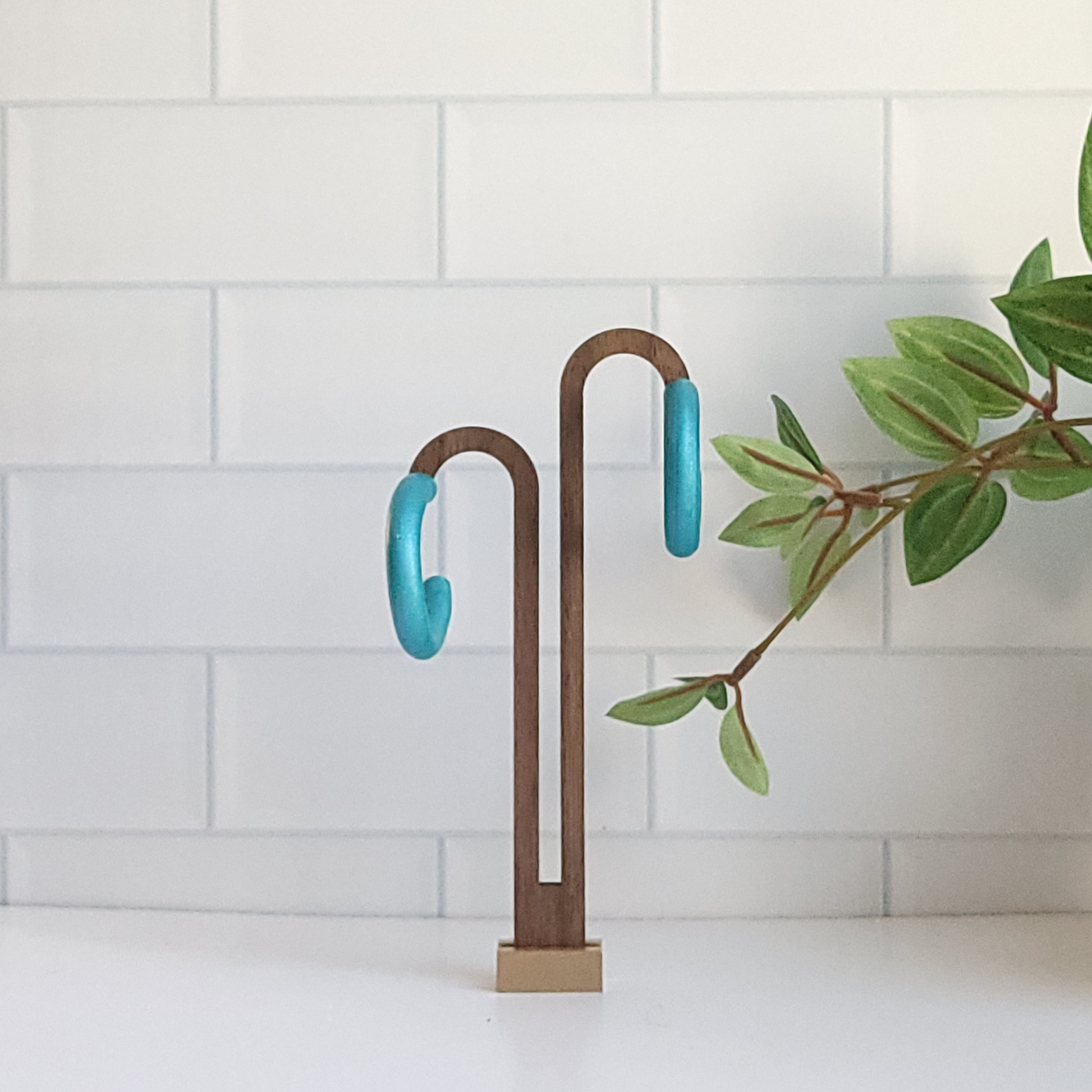 Chunky Teal Hoop Clay Earrings