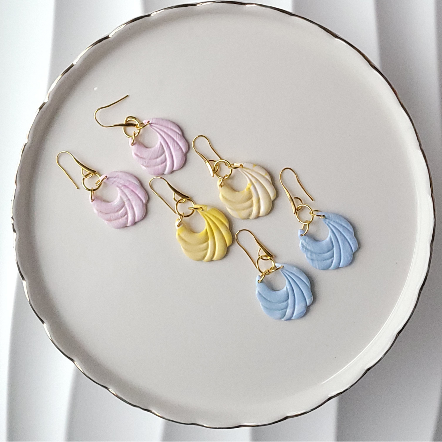 Pastel Yellow Swirl Earrings