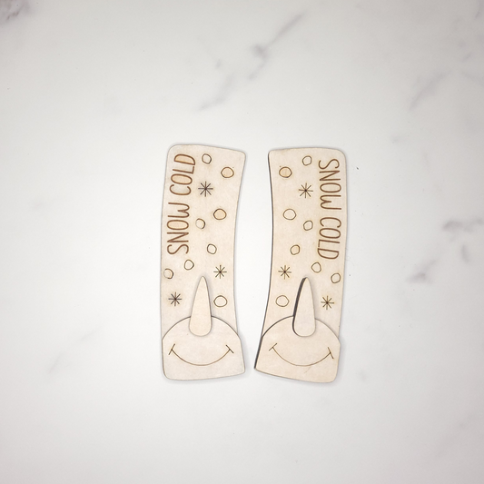 Snowman Laser Cut Barrette Blanks – Winter DIY Wooden Hair Clips