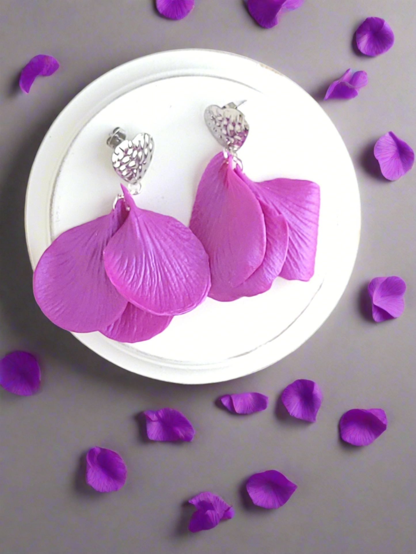 Shimmery Purple Petal Earrings