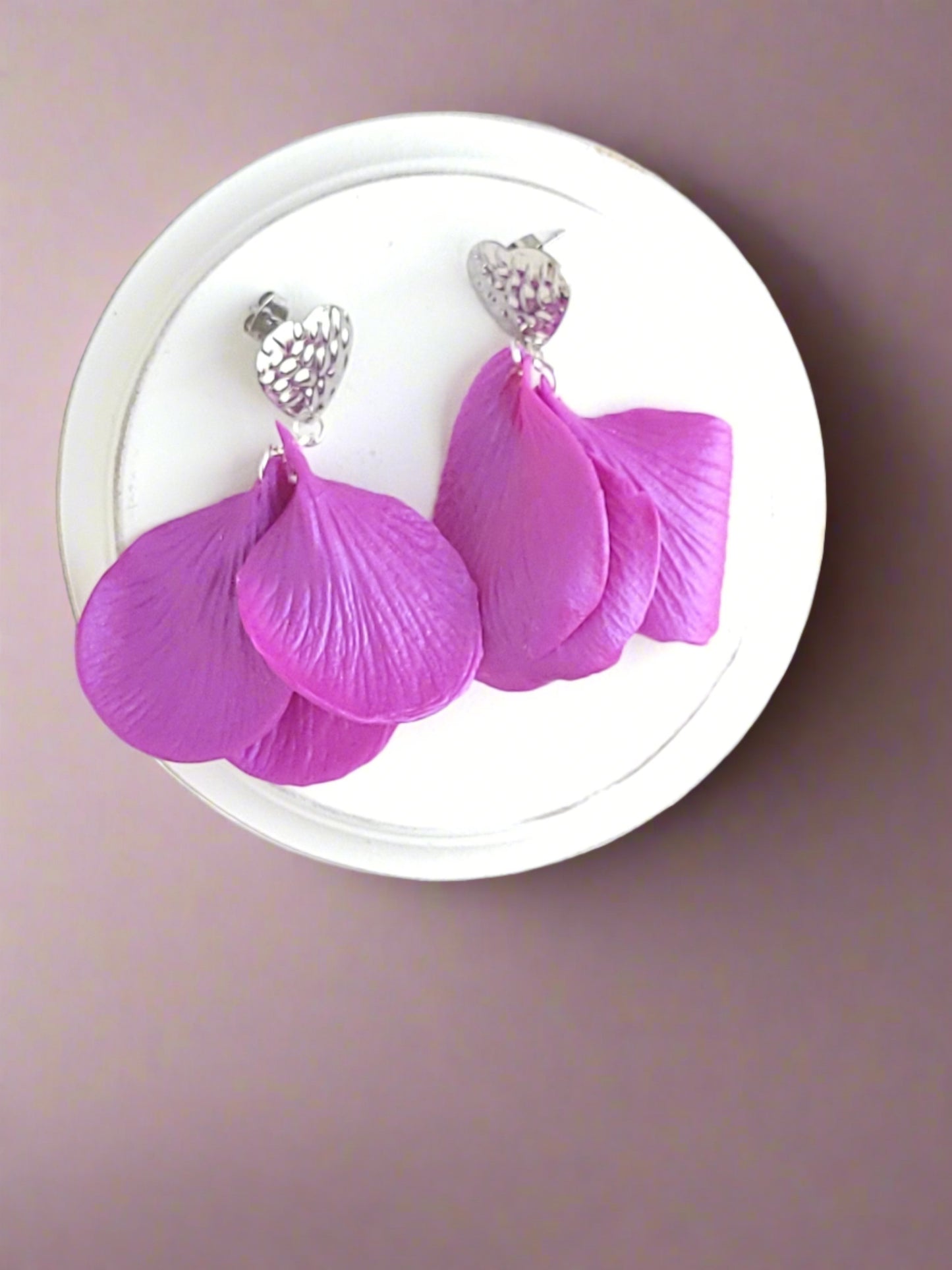 Shimmery Purple Petal Earrings