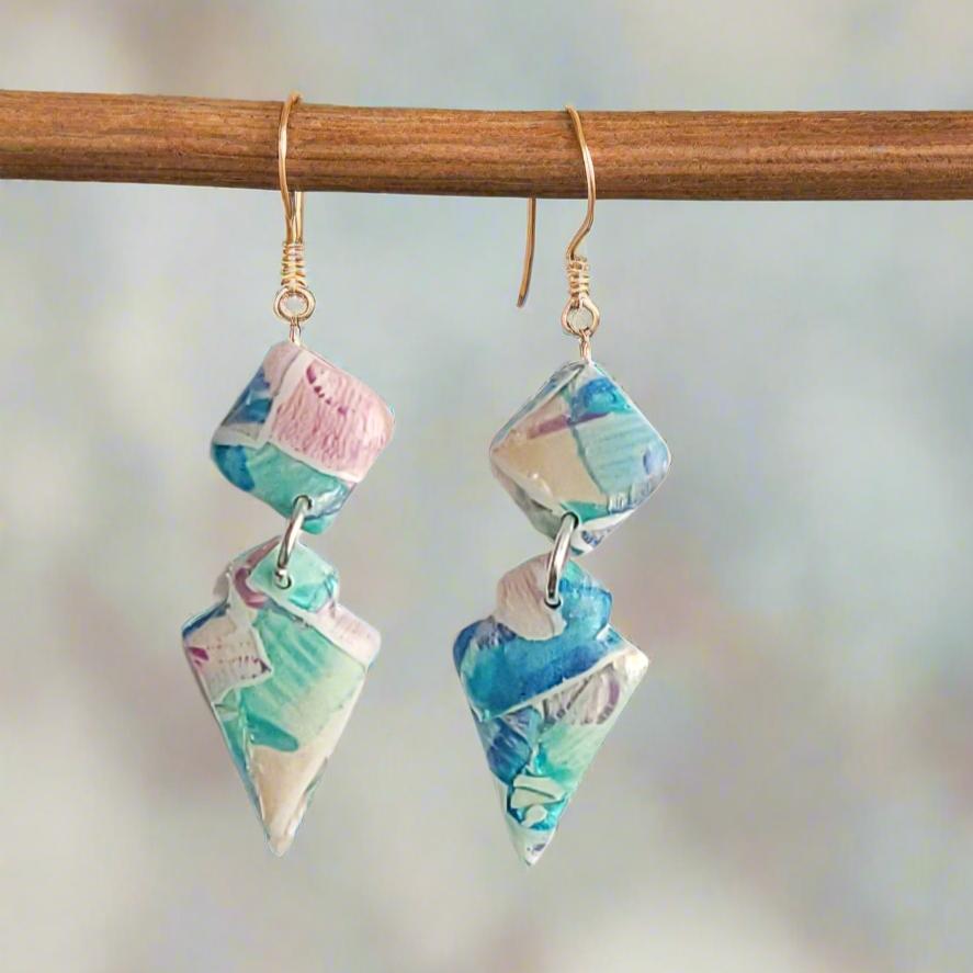 Pastel Watercolor Geo Dangle Earring