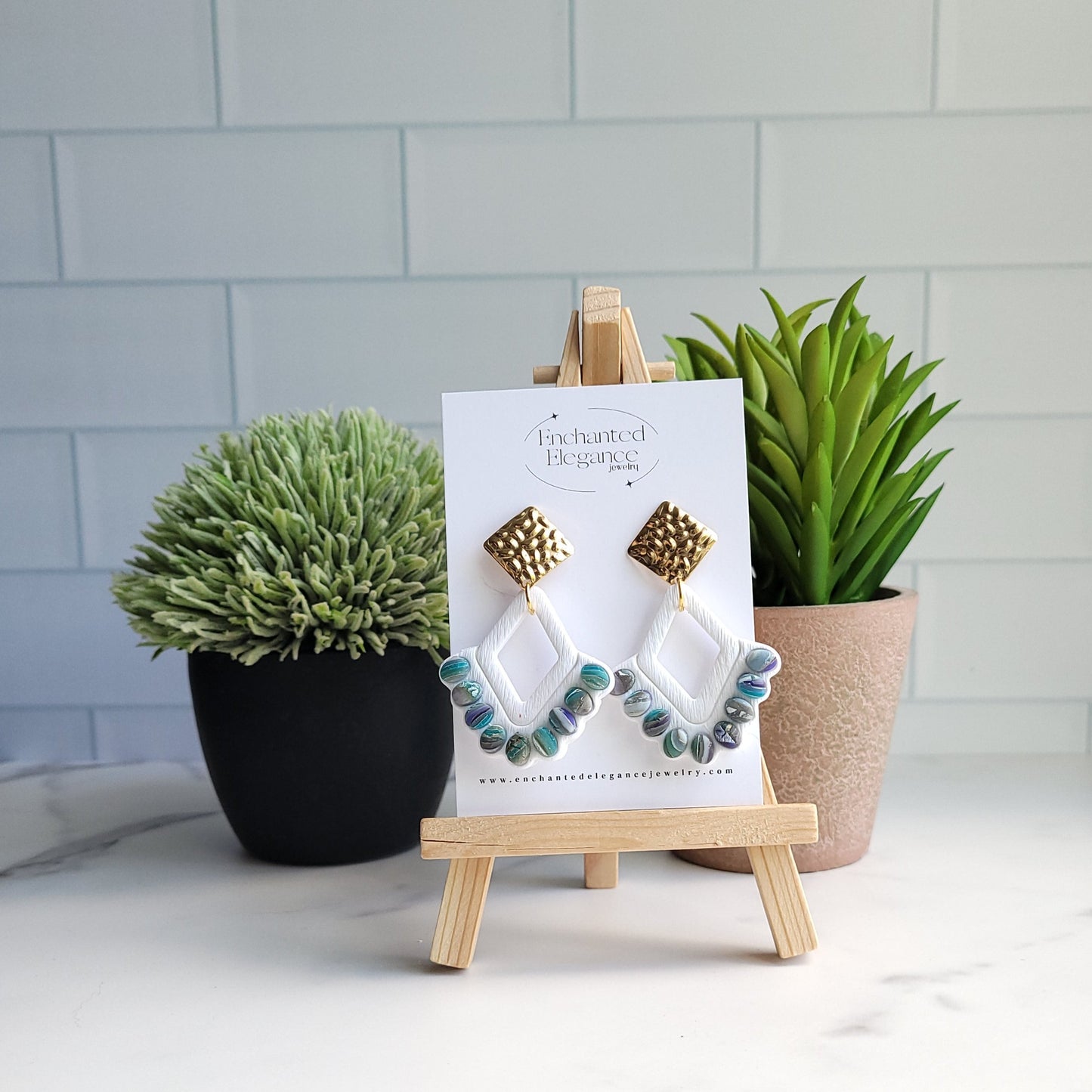 Blue Agate Dangle Earrings