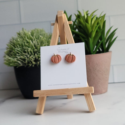 Orange and Gold Pumpkin Stud Earrings