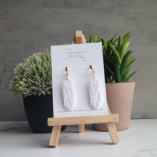 White Garden Dangle Earrings