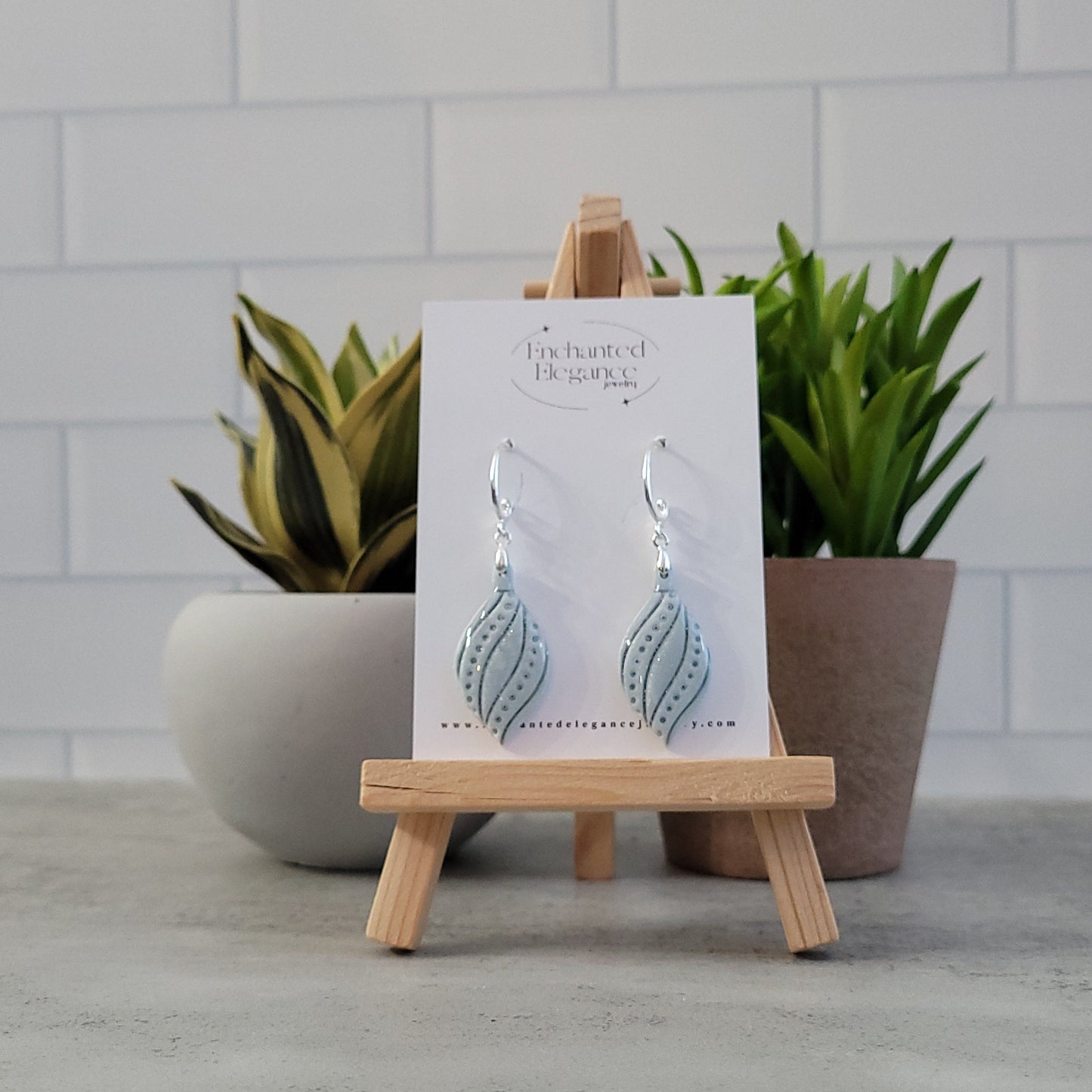 Shimmery Blue Dangle Earrings