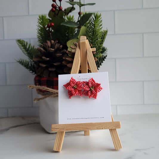 Red Poinsettia Stud Earrings