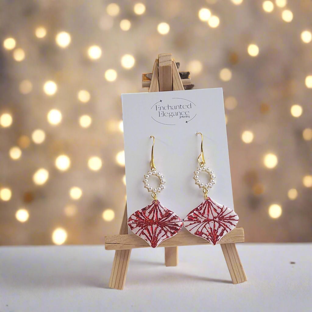 Red Foil Ornament Dangle Earrings