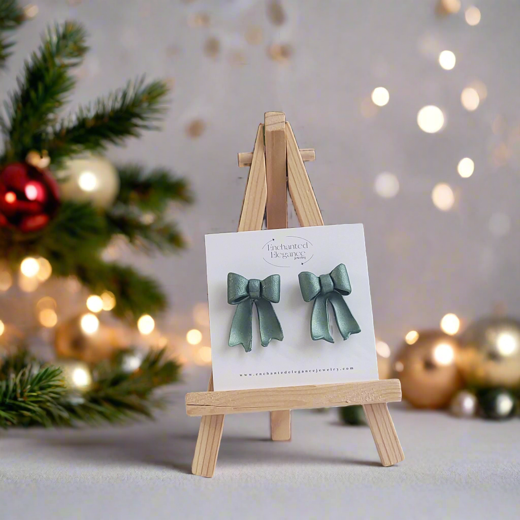 Green Bow Earrings