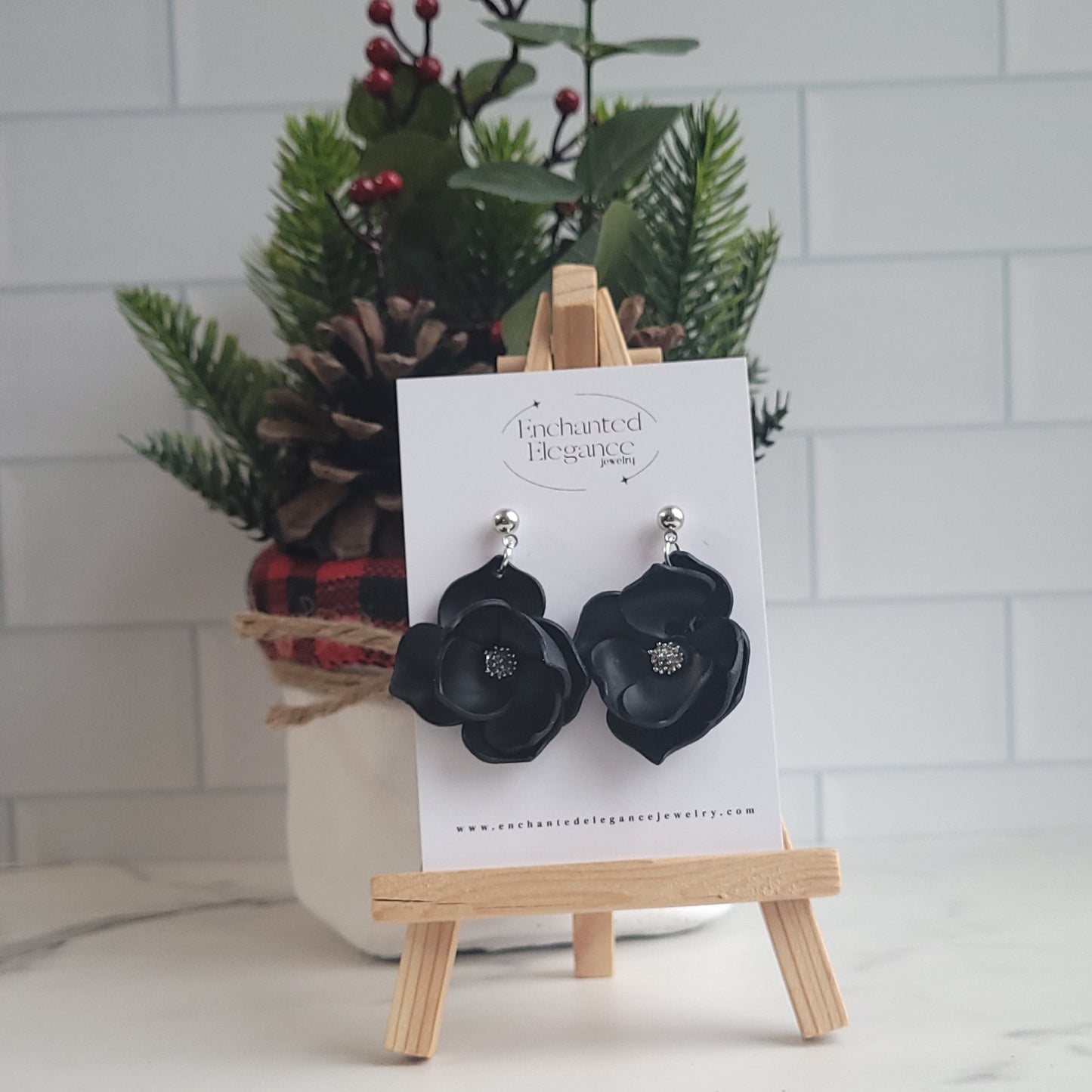 Black Shimmering Tia Earrings