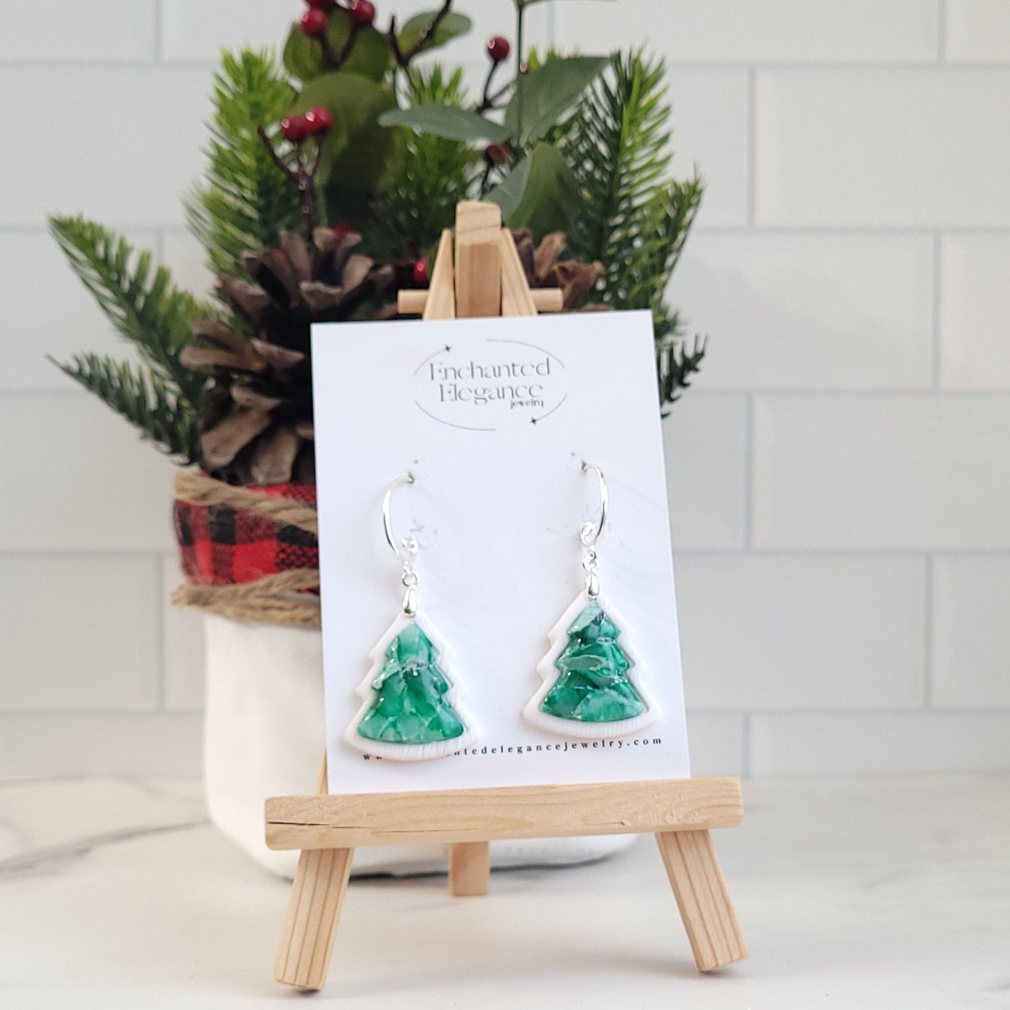 O Christmas Tree Dangle Earrings