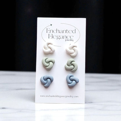Cool Earthy Knots Clay Stud Earrings