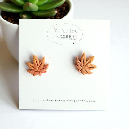 Fall Leaves Clay Stud Earrings